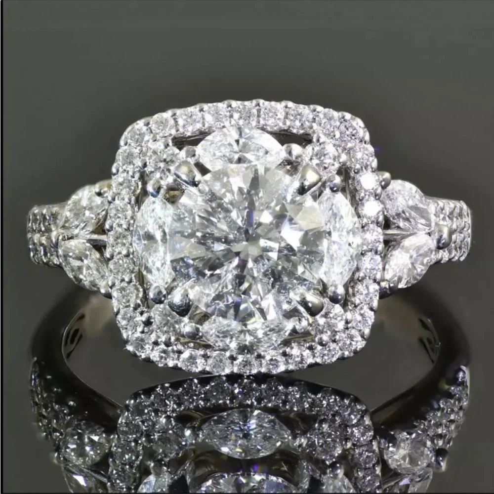 New Luxury 925 Silver square cut Diamond Ring 💍 - Picture 3 of 3